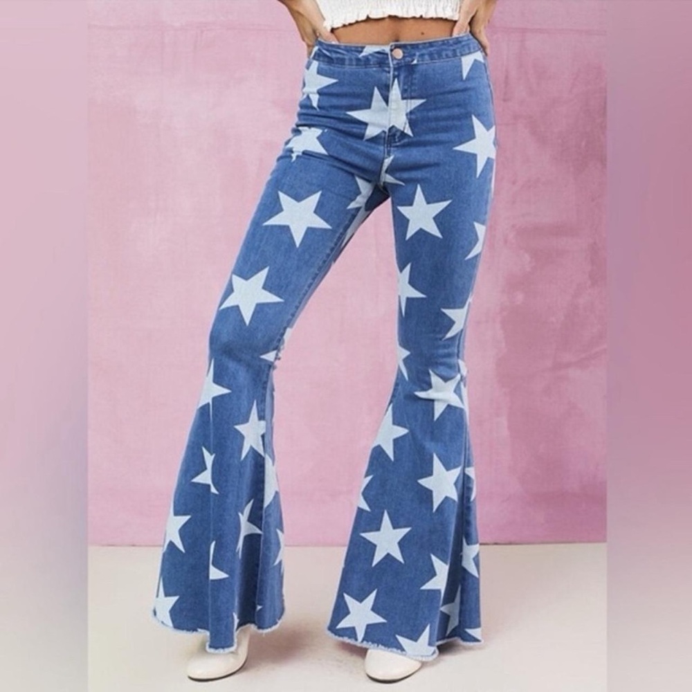 Altar'd State Starry Blue Flare Jeans